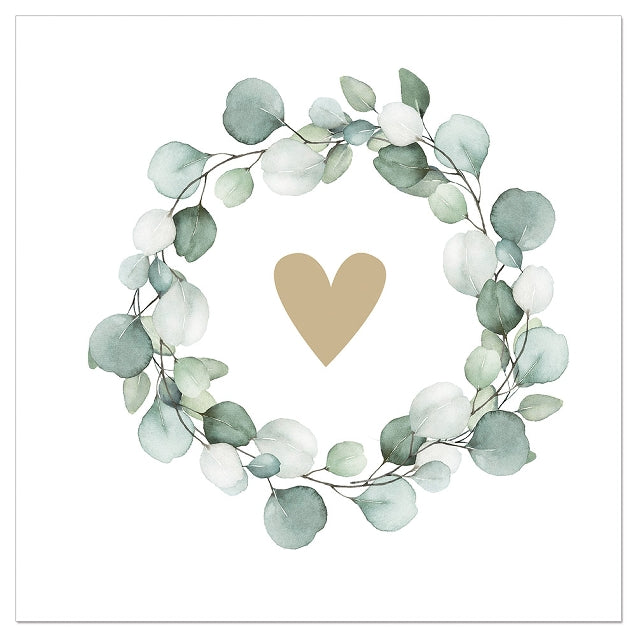 Luncheon Napkin Eucalyptus Heart