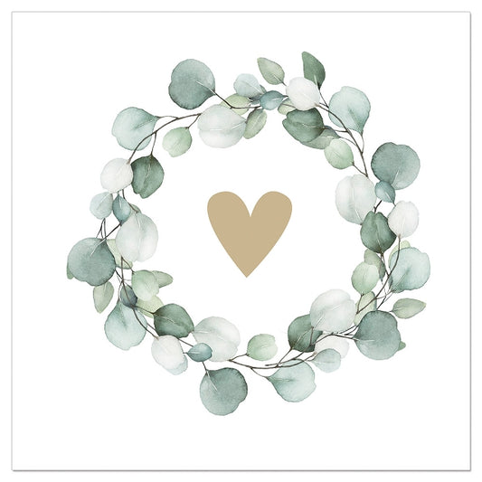 Luncheon Napkin Eucalyptus Heart