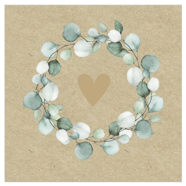 Luncheon Napkin Eucalyptus Heart