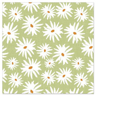 Beverage Napkin Daisies Green