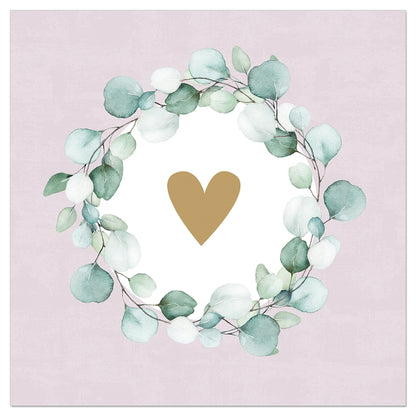 Luncheon Napkin Eucalyptus Heart
