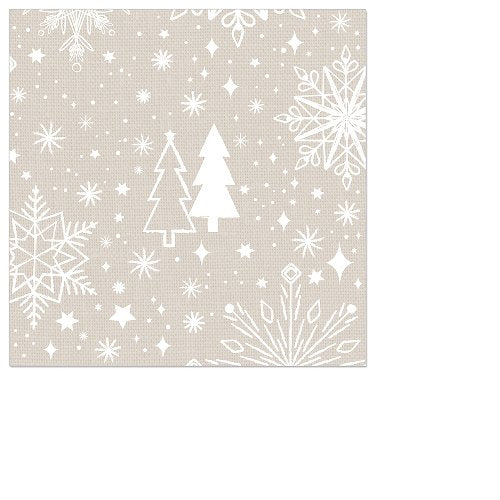 Beverage Napkin Snowflakes & Christmas Trees