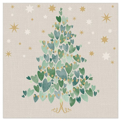 Luncheon Napkin Christmas Tree Hearts