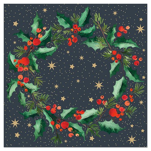 Luncheon Napkin Christmas Wreath