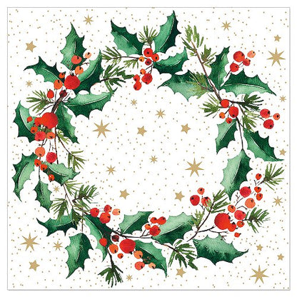 Luncheon Napkin Christmas Wreath