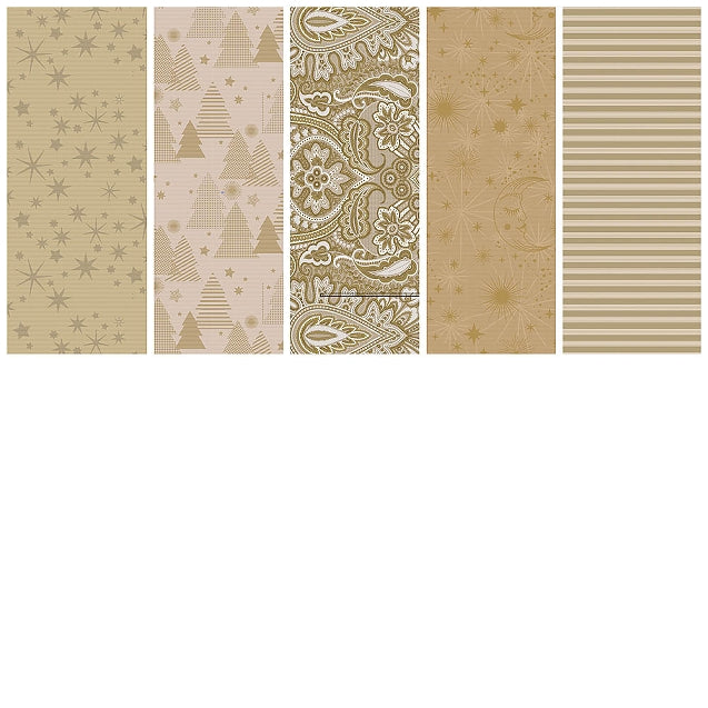 Gift Wrap Roll Set - Golden Christmas