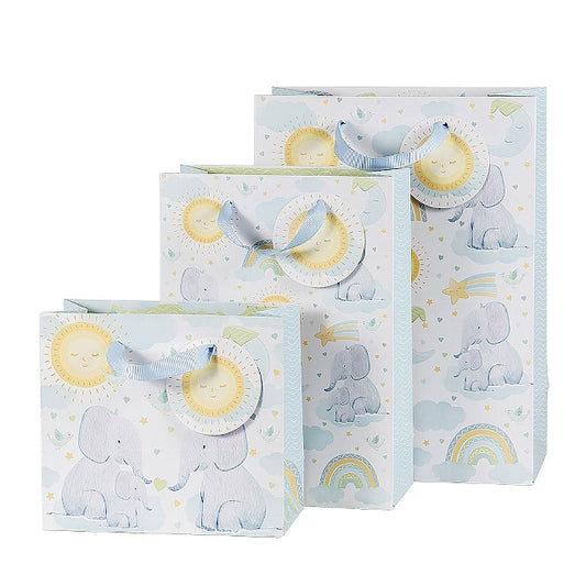Gift Bag Assorted Set of 3 Elephant Blue