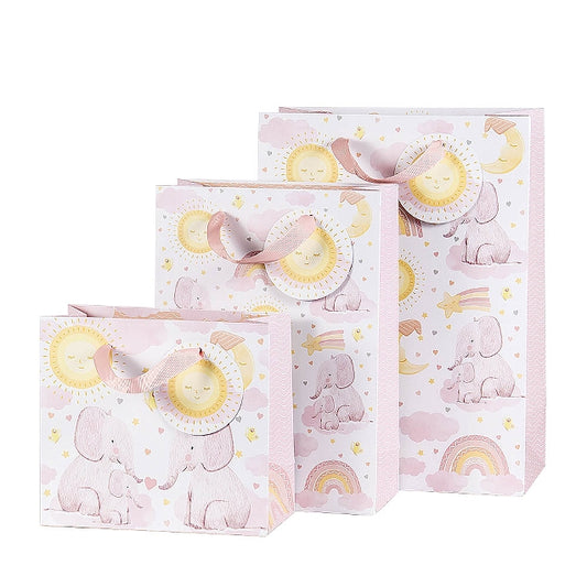 Gift Bag Assorted Set of 3 Elephant Pink