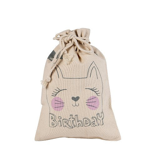 Fabric Gift Bag - Birthday Cat