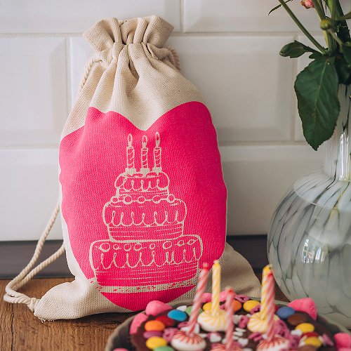 Fabric Gift Bag - Birthday Cake