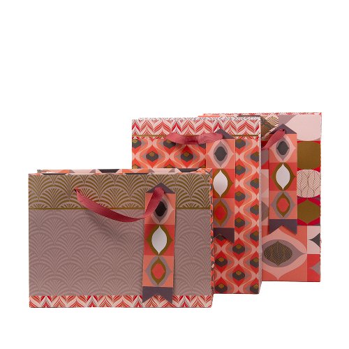 Gift Bag Large Set of 3 Oriental Pattern