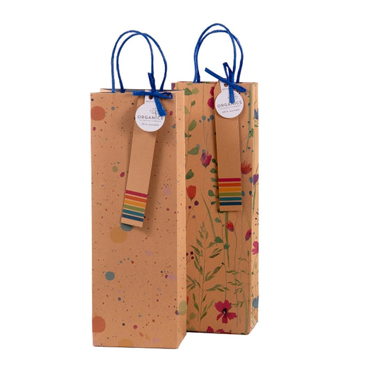 Gift Bag Set of 2 Organics Wildflower Speckles Bottle Bag