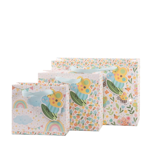 Gift Bag Assorted Wide Set of 3 Butterfly Garden