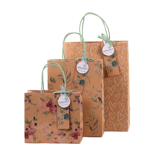 Gift Bag Assorted Set of 3 Organics Eucalyptus Blossom Hearts