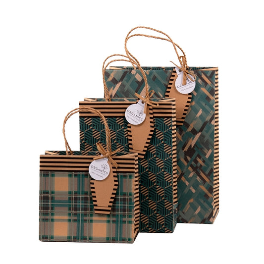 Gift Bag Assorted Set of 3 Organics Green Graphics