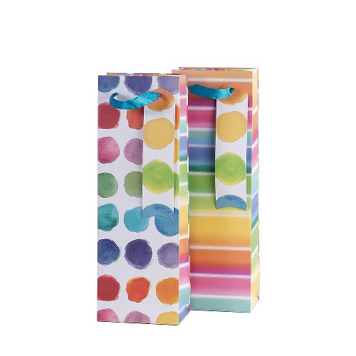 Gift Bag Set of 2 Happy Stripes Bottle Bag