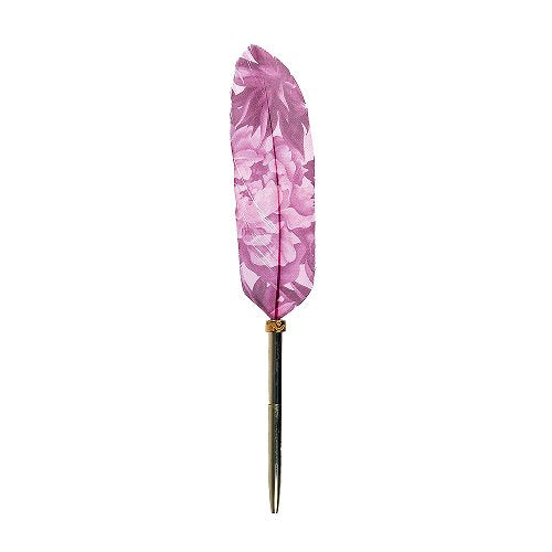 Purple Floral Feather Pen