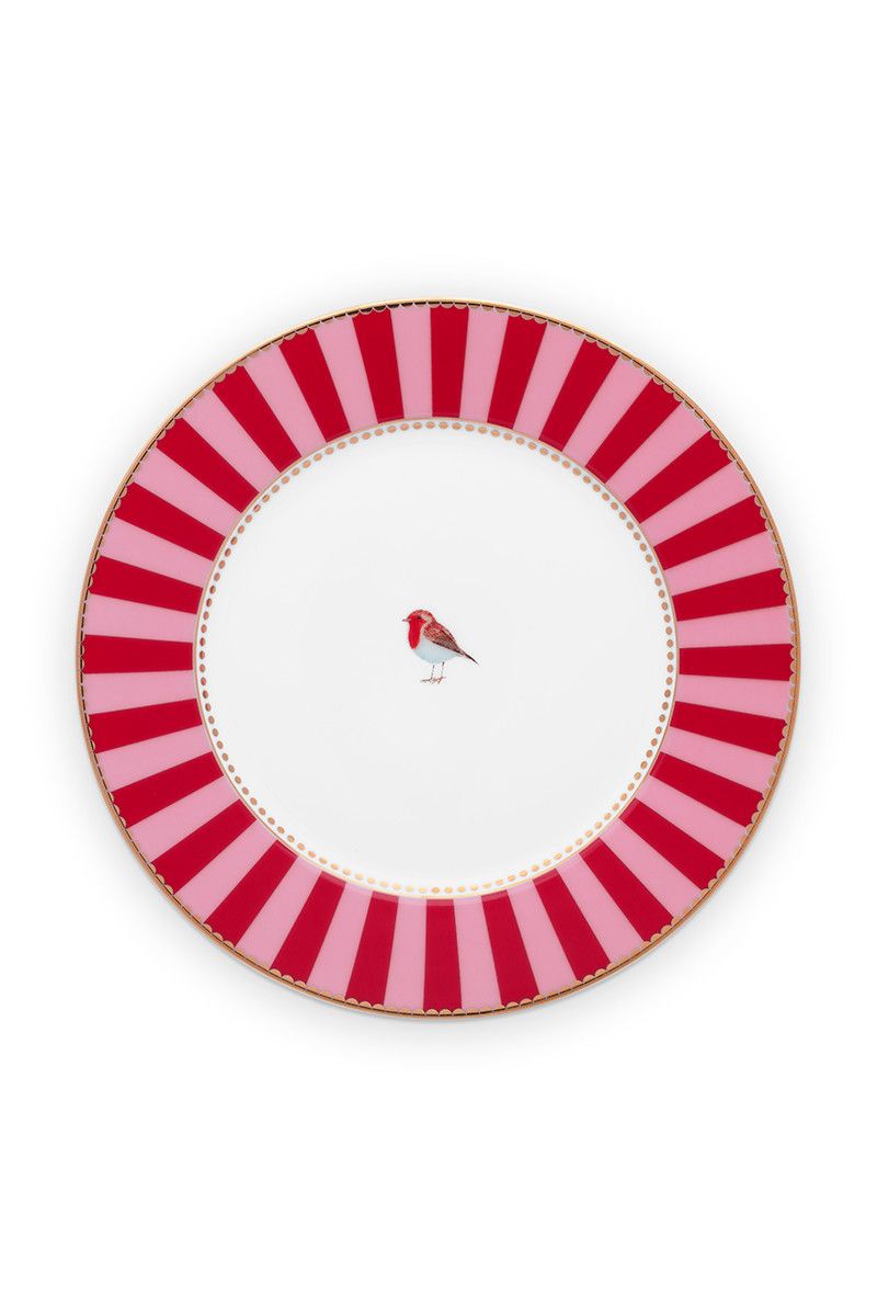 Plate Love Birds Stripes Red-Pink 21cm