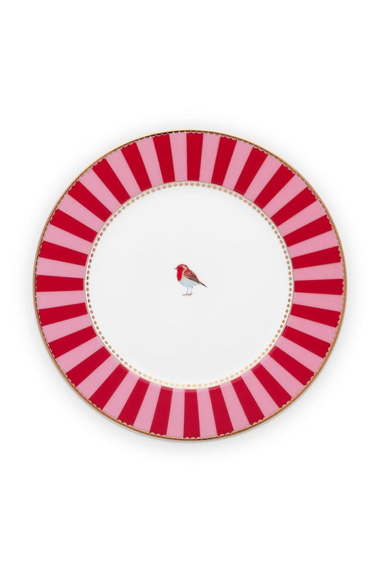 Plate Love Birds Stripes Red-Pink 21cm