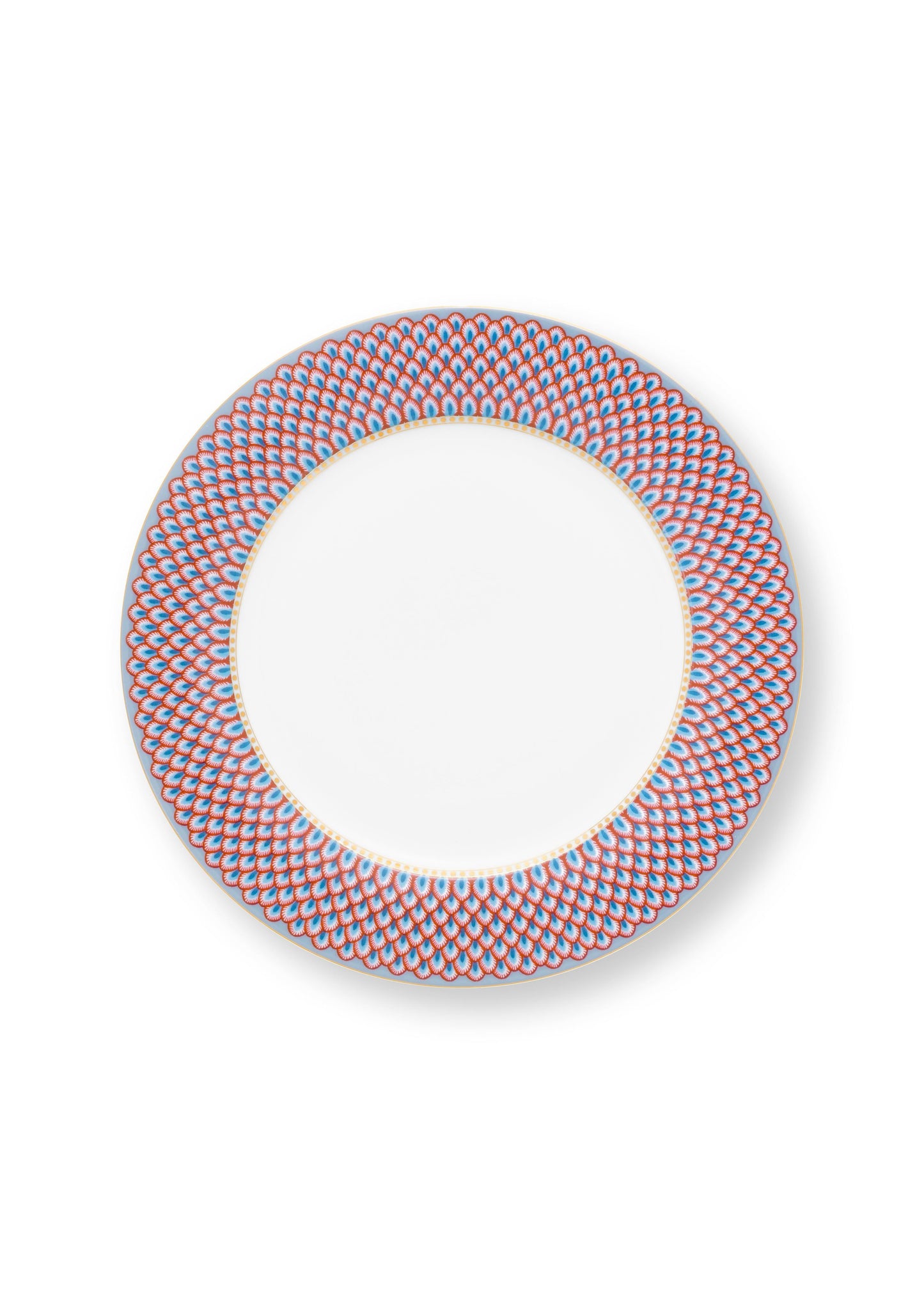 Plate Flower Festival Scallop Red-Light Blue 26.5cm