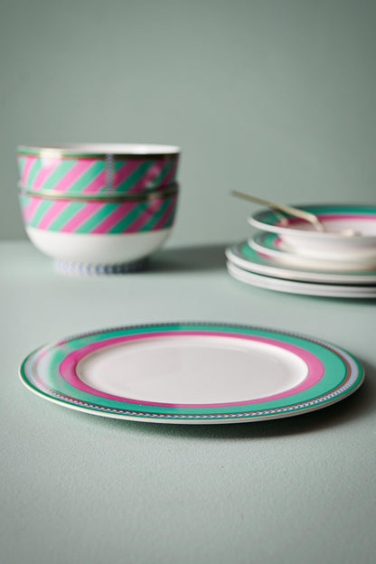 Plate Pip Chique Stripes Pink-Green 28cm