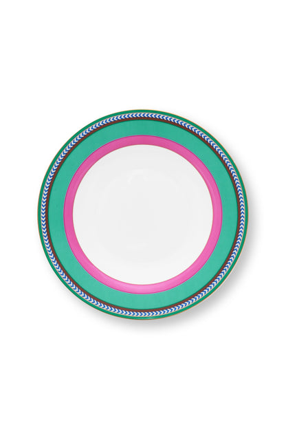 Deep Plate Pip Chique Stripes Pink-Green 23.5cm