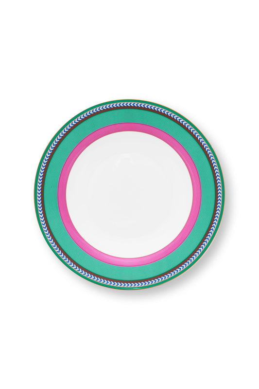 Deep Plate Pip Chique Stripes Pink-Green 23.5cm