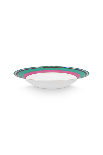 Deep Plate Pip Chique Stripes Pink-Green 23.5cm
