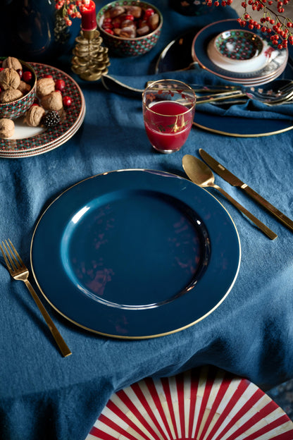 Plate Metal Dark Blue 32cm