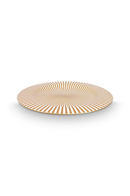 Plate Metal Stripes White-Gold 32cm