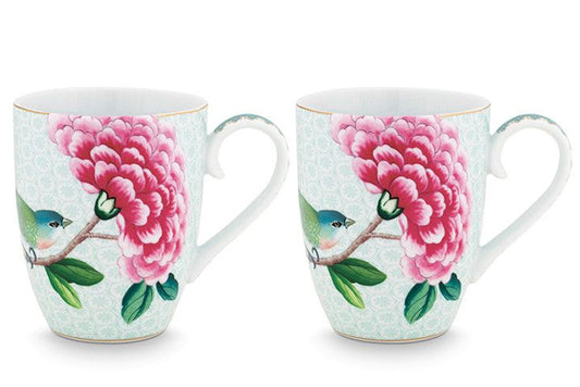 Gift Set of 2 Mugs Large Blushing Birds White 350ml