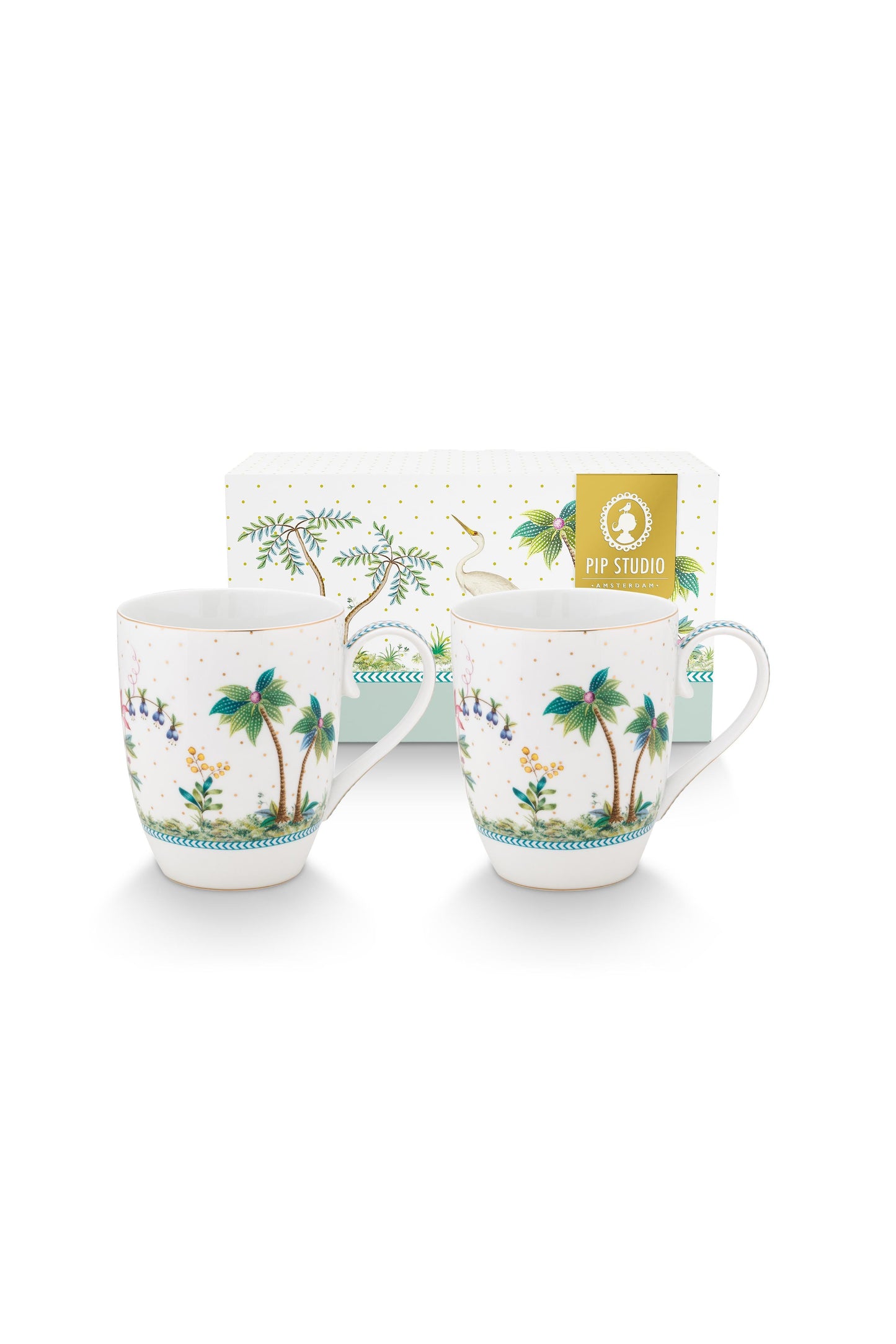 Gift Set of 2 Mugs Large Jolie Dots Gold 350ml