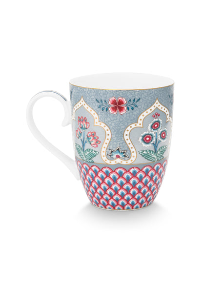 Mug Large Flower Festival Scallop Deco Light Blue 350ml