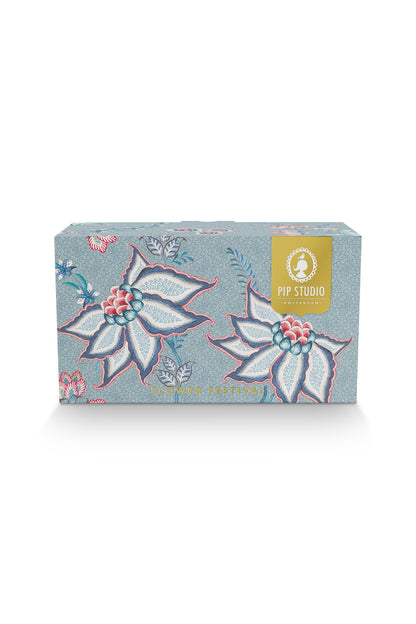 Set/2 Mugs Large Flower Festival Light Blue 350ml