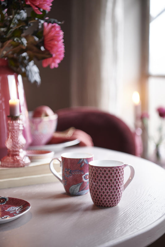 Mug Small Flower Festival Scallop Dark Pink 145ml