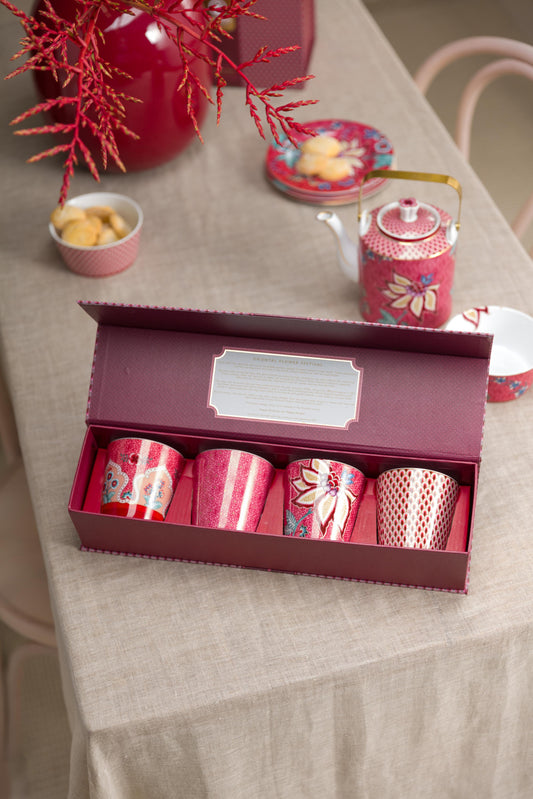 Giftset Mugs without Ear Oriental Flower Festival Dark Pink 230ml