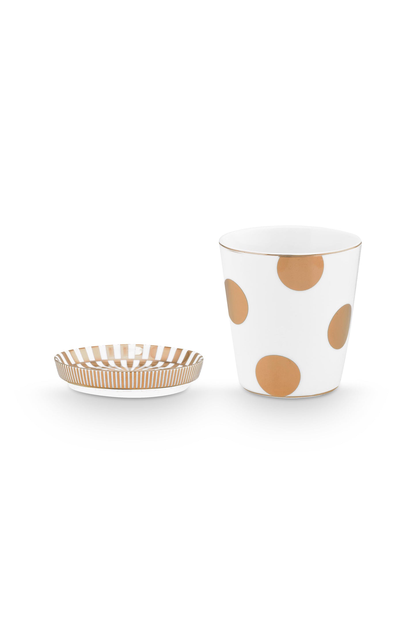 Set/2 Mug Small without Ear & Tea Tip Dot Delight White-Gold