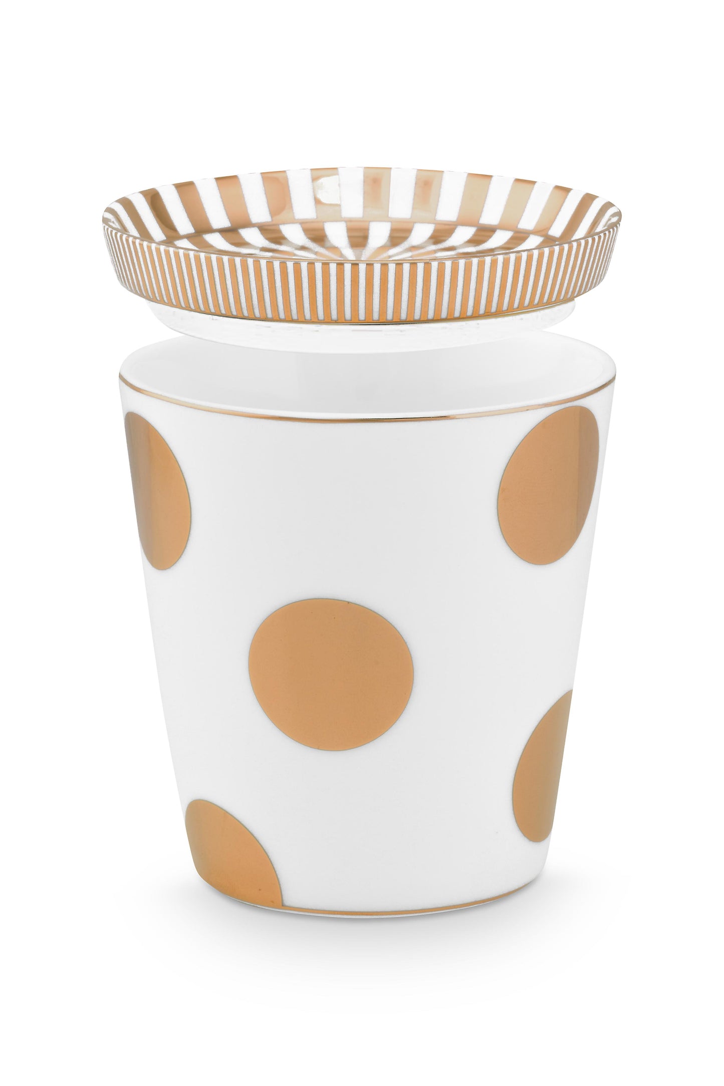 Set/2 Mug Small without Ear & Tea Tip Dot Delight White-Gold