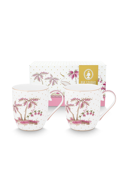 Gift Set of 2 Mugs Small Jolie Dots Gold Pink 145ml