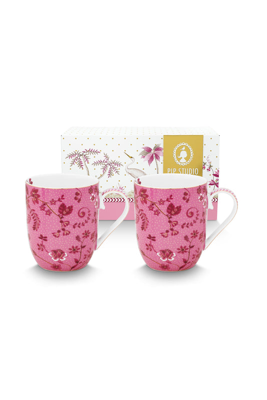 Gift Set of 2 Mugs Small Jolie Flowers Pink 145ml