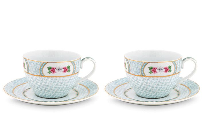 Gift Set of 2 Cups & Saucers Blushing Birds White 280ml