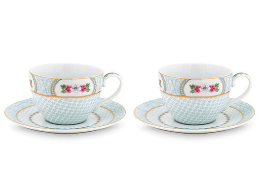 Gift Set of 2 Cups & Saucers Blushing Birds White 280ml