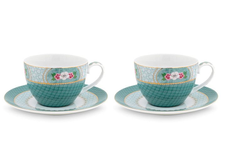 Gift Set of 2 Cups & Saucers Blushing Birds Blue 280ml