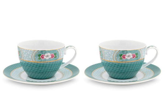 Gift Set of 2 Cups & Saucers Blushing Birds Blue 280ml