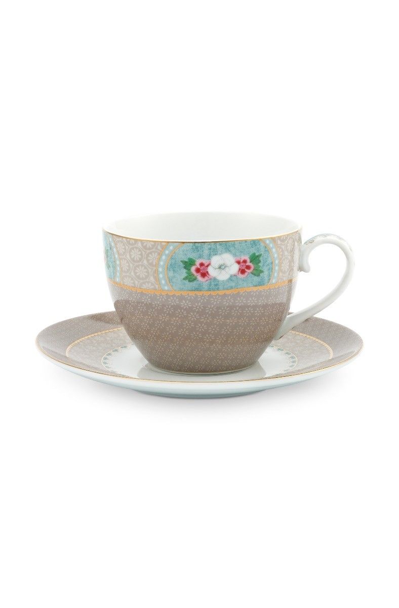 Cup & Saucer Blushing Birds Khaki 280ml