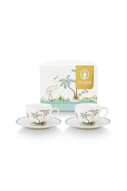 Gift Set of 2 Espresso Cups & Saucers Jolie Dots Gold 120ml