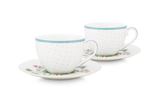 Gift Set of 2 Cups & Saucers Jolie Dots Gold 280ml