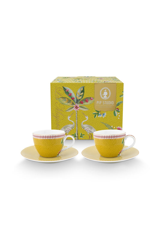 Gift Set of 2 Espresso Cups & Saucers La Majorelle Yellow 120ml