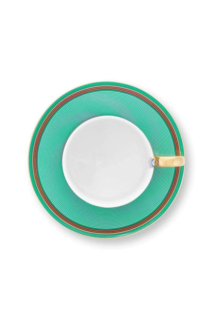 Cup & Saucer Pip Chique Stripes Pink-Green 220ml