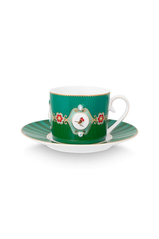 Cup & Saucer Love Birds Medallion Emerald-Green 200ml